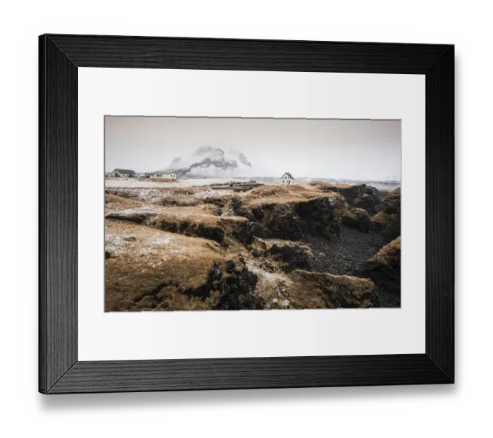 Framed Print : Lonely beautiful house at the small fishing village of Arnarstapi