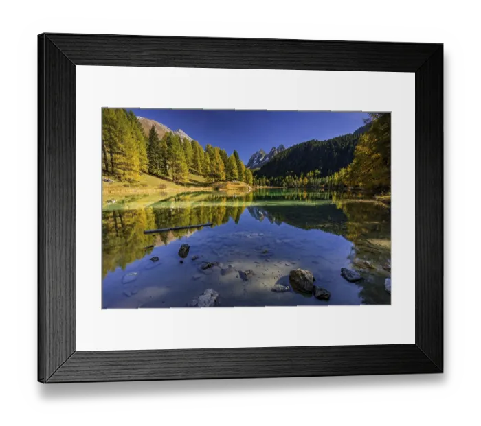 Framed Print : Mountain lake, reflection, mountains