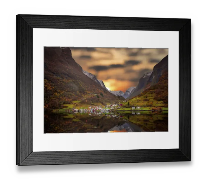 Framed Print : Small homes on the shore of a fjord photographed from a Fjords sightseeing cruise boat leaving Flam in autumn Framed Print : Small homes on the shore of a fjord photographed from a Fjords sightseeing cruise boat leaving Flam in autumn
