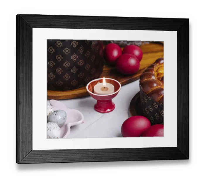 Framed Print : Food, Festive easter table setting with traditional meal
