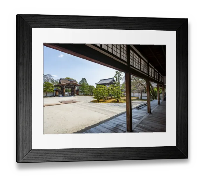 Framed Print : View from the veranda of a Kare-san-sui rock garden Framed Print : View from the veranda of a Kare-san-sui rock garden