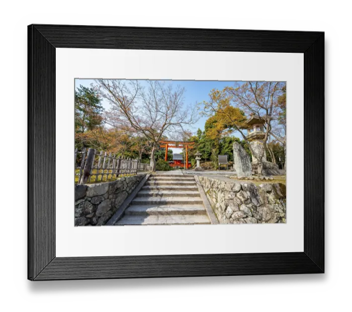 Framed Print : Entrance with red torii, Shogan-ji Buddhist temple complex