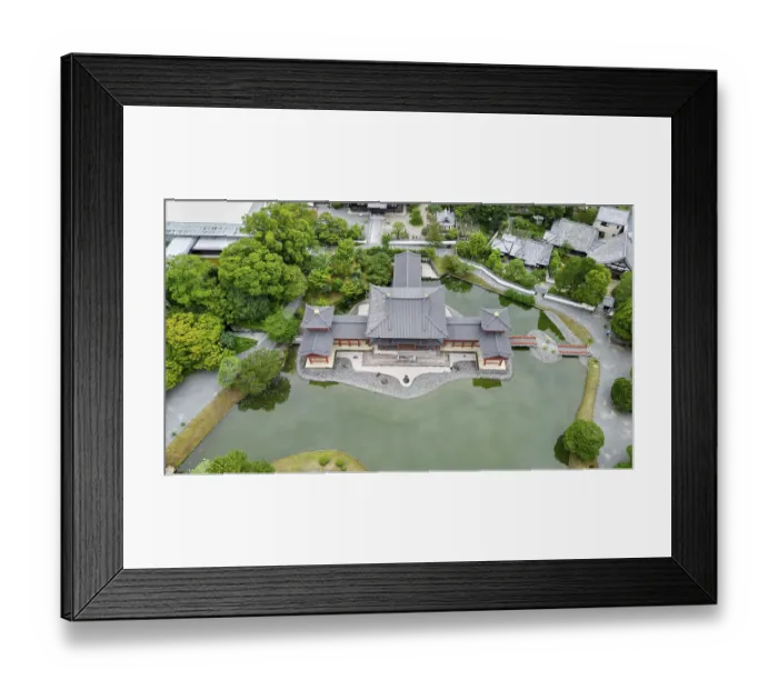 Framed Print : Temple complex in a Japanese village photographed with a drone Framed Print : Temple complex in a Japanese village photographed with a drone