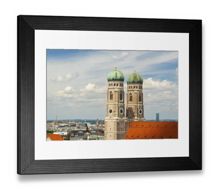 Framed Print : Frauenkirche Church with Twin Towers on Summer Day Framed Print : Frauenkirche Church with Twin Towers on Summer Day