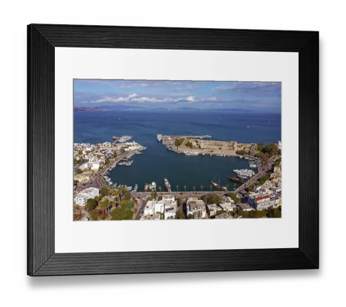 Framed Print : Aerial view, Mandraki harbor, seaport Framed Print : Aerial view, Mandraki harbor, seaport