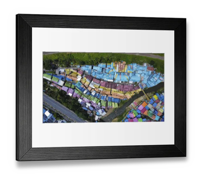 Framed Print : The rainbow village in Indonesia