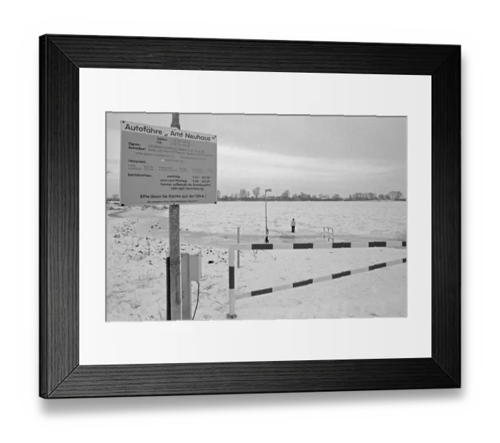 Framed Print : Person on ice rink, ferry dock