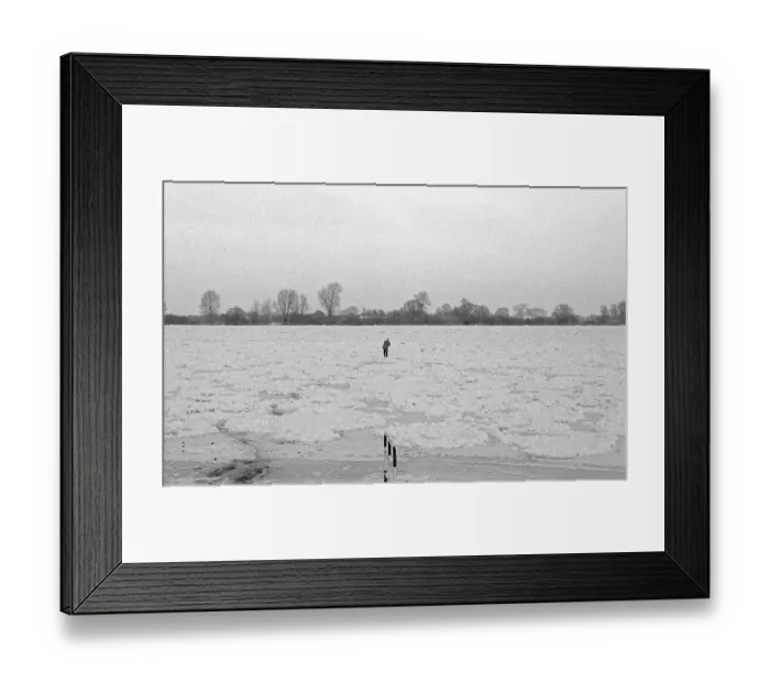 Framed Print : Person on ice rink, frozen Elbe