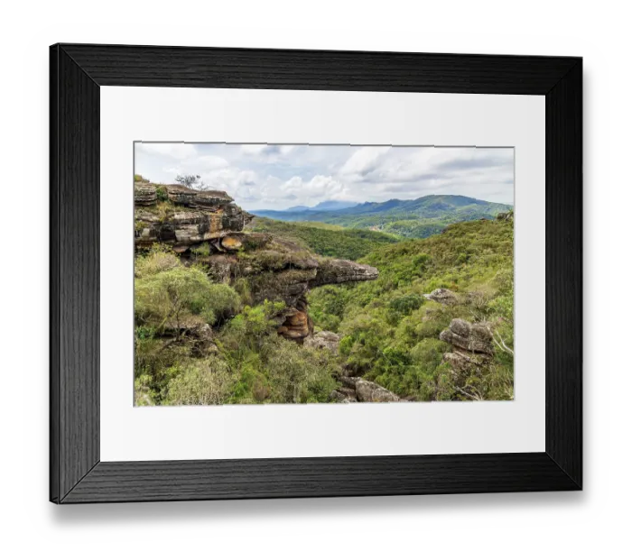 Framed Print : Mountains and forests of the state of Minas Gerais and a rock formation known as the Alligator Rock Framed Print : Mountains and forests of the state of Minas Gerais and a rock formation known as the Alligator Rock
