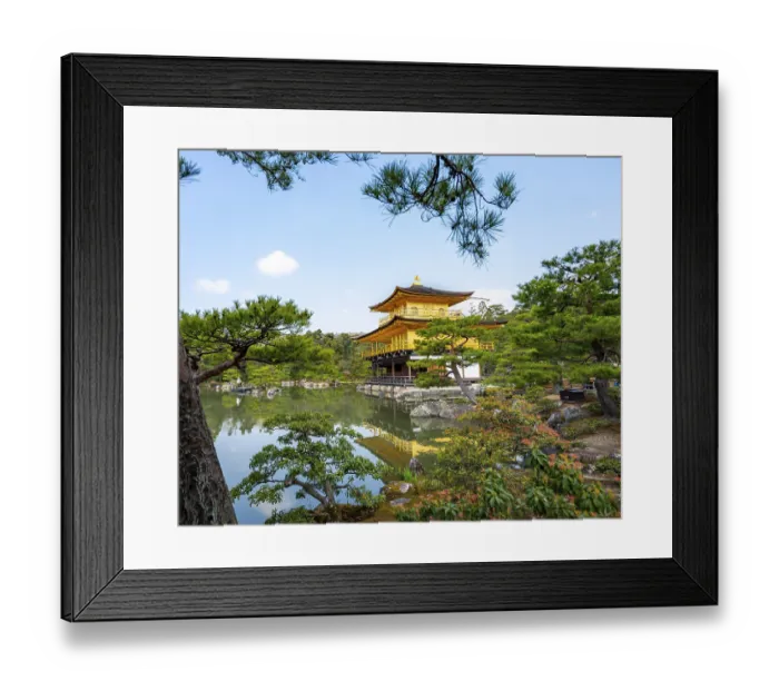 Framed Print : Golden Pavilion reflected in pond