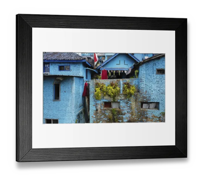 Framed Print : The blue village in Indonesia, photograped with a drone Framed Print : The blue village in Indonesia, photograped with a drone