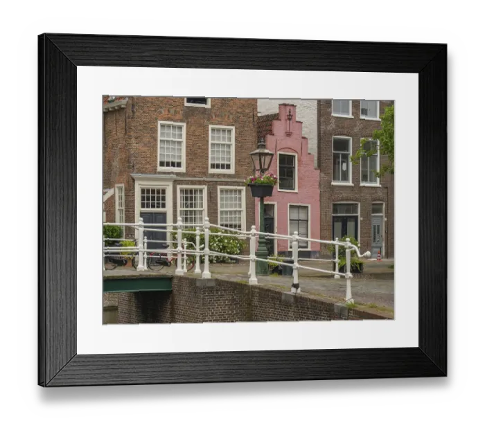 Framed Print : Historic city center with bridge and charming architecture Framed Print : Historic city center with bridge and charming architecture