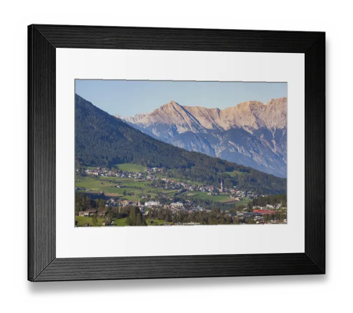 Framed Print : View of the Karwendel North Range with Fulpmes and Telfes Framed Print : View of the Karwendel North Range with Fulpmes and Telfes