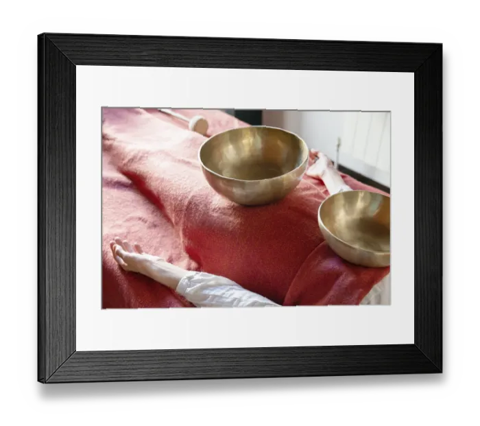 Framed Print : Tibetan singing bowl in sound therapy