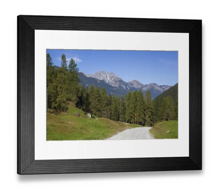 Framed Print : Kalkkogel mountains with hiking trail seen from Pinnistal in the Stubai Alps