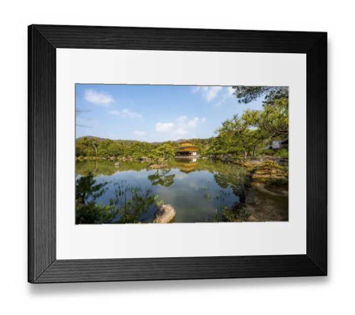 Framed Print : Golden Pavilion reflected in pond
