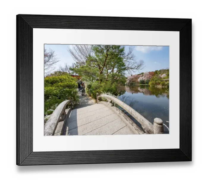 Framed Print : Bridge over Kyoyochi Pond in Japanese Garden