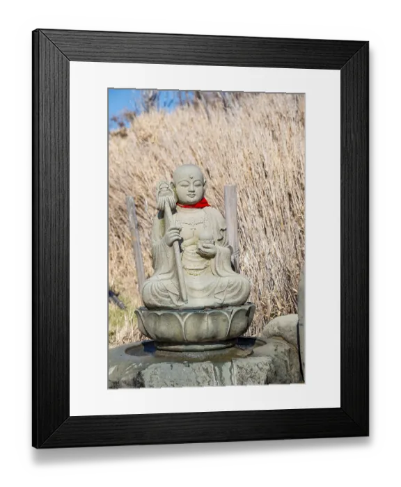 Framed Print : Buddha statue, Ōwakudani geothermal area at Komagatake volcano Framed Print : Buddha statue, Ōwakudani geothermal area at Komagatake volcano