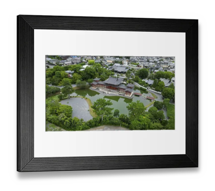 Framed Print : Temple complex in a Japanese village photographed with a drone Framed Print : Temple complex in a Japanese village photographed with a drone