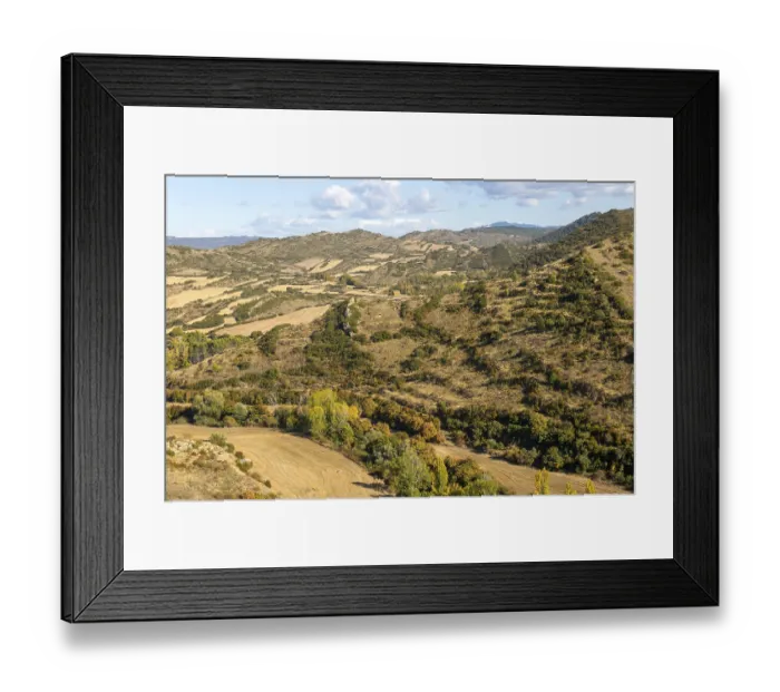 Framed Print : Countryside landscape view east to the Pyrenees Mountains