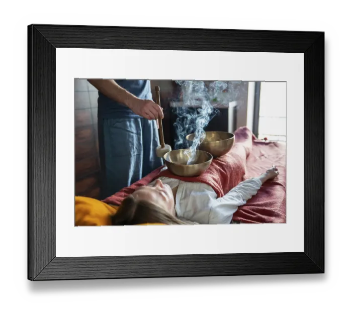 Framed Print : Tibetan singing bowl in sound therapy Framed Print : Tibetan singing bowl in sound therapy