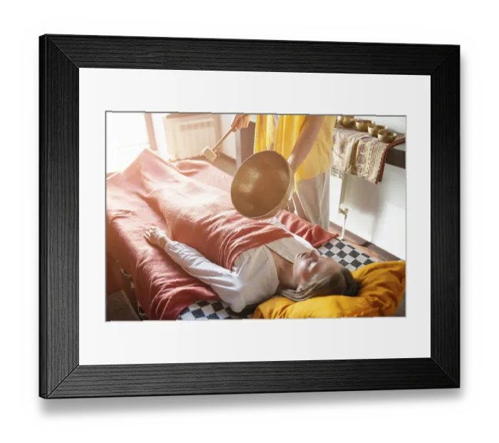 Framed Print : Tibetan singing bowl in sound therapy Framed Print : Tibetan singing bowl in sound therapy