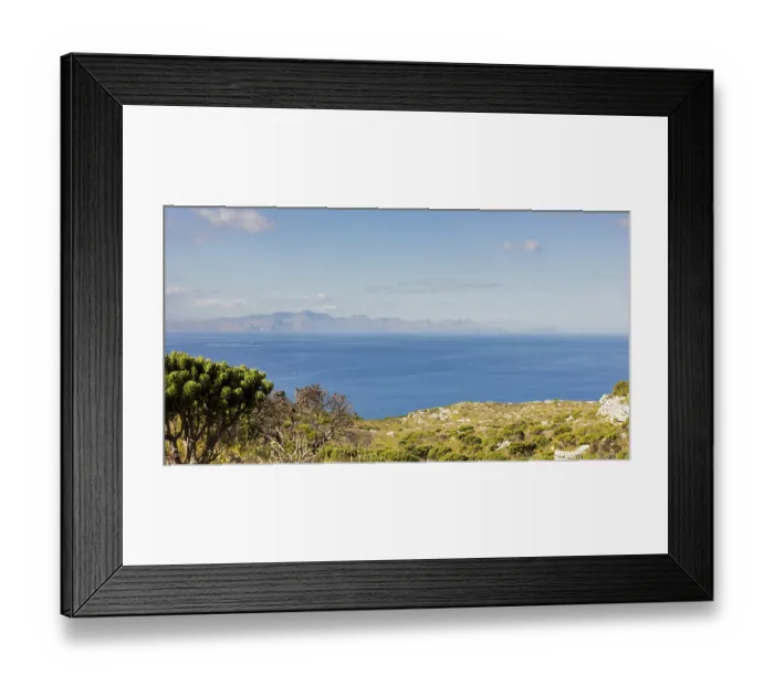 Framed Print : Coastal mountain landscape with fynbos flora in Cape Town South Africa Framed Print : Coastal mountain landscape with fynbos flora in Cape Town South Africa