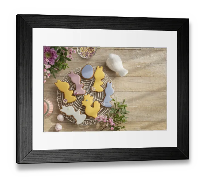 Framed Print : Food, Sweet and tasty icing cookies for Easter