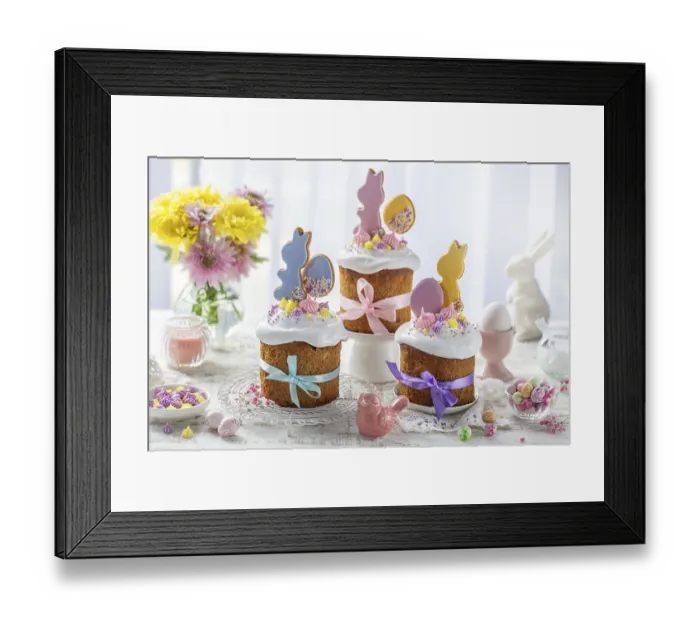 Framed Print : Food, Beautiful festive table with traditional Easter cake kulich decorated with colorful cookies Framed Print : Food, Beautiful festive table with traditional Easter cake kulich decorated with colorful cookies
