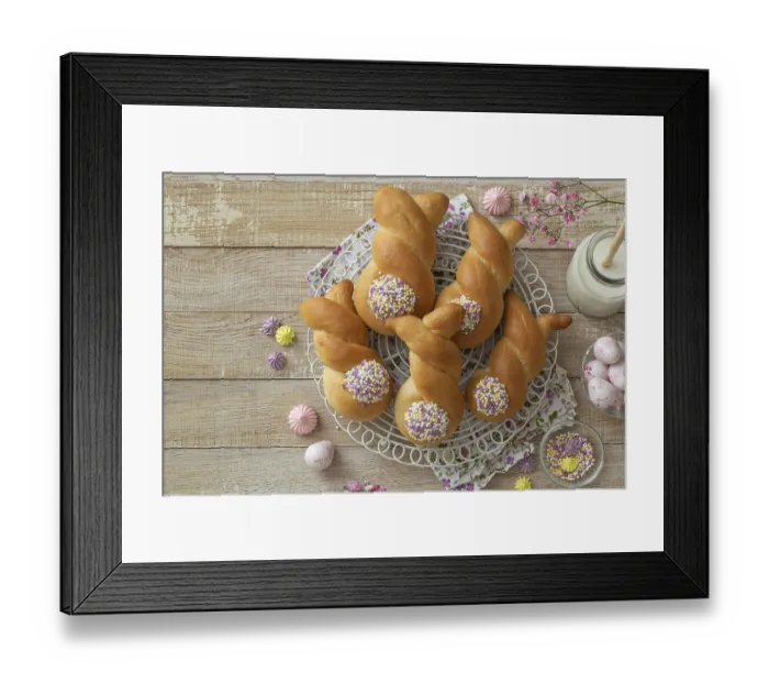 Framed Print : Food, Funny bunny buns rolls. Easter bake idea