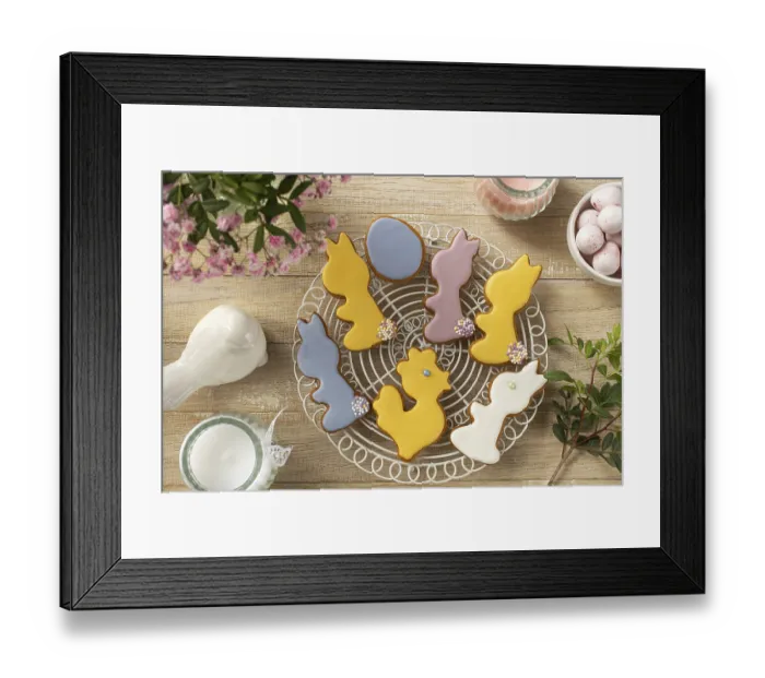 Framed Print : Food, Sweet and tasty icing cookies for Easter
