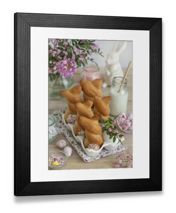 Framed Print : Food, Funny bunny buns rolls. Easter bake idea
