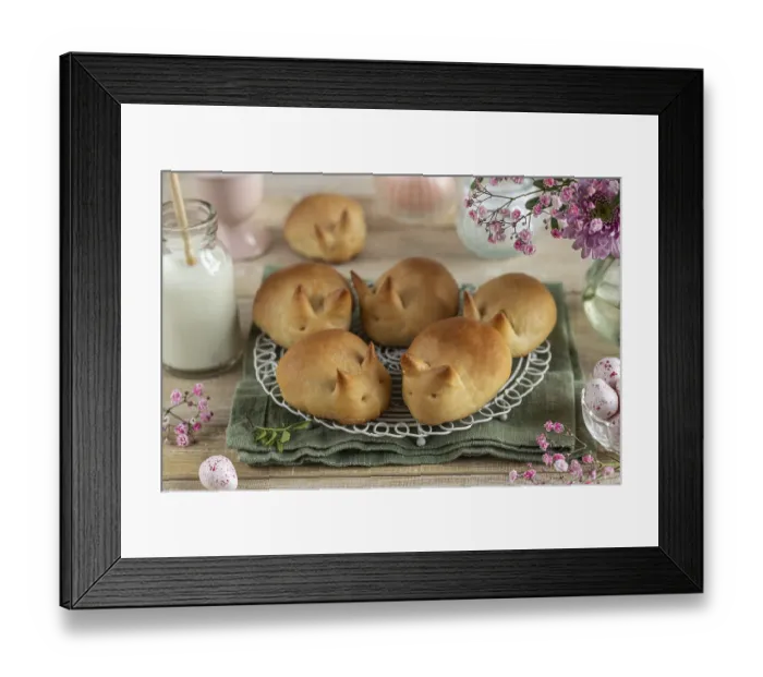 Framed Print : Food, Funny bunny buns. Holiday bake idea