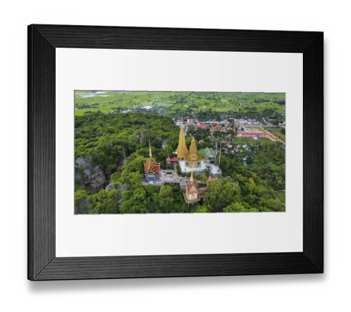 Framed Print : A buddhist temple on a mountain in Cambodia seen from above Framed Print : A buddhist temple on a mountain in Cambodia seen from above