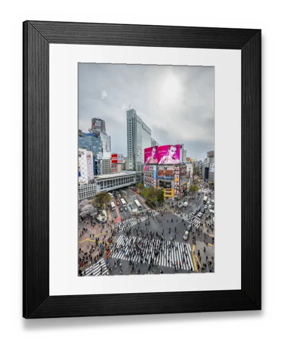 Framed Print : Modern houses with colorful neon signs and large road intersection Framed Print : Modern houses with colorful neon signs and large road intersection