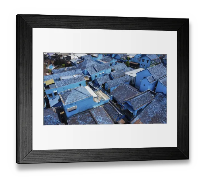 Framed Print : The blue village in Indonesia, photograped with a drone Framed Print : The blue village in Indonesia, photograped with a drone