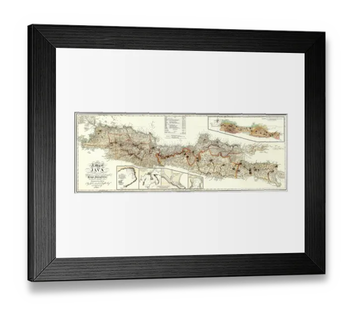 Framed Print : Map of Java, 1817, from History of Java by Sir Thomas Stamford Bingley Raffles
