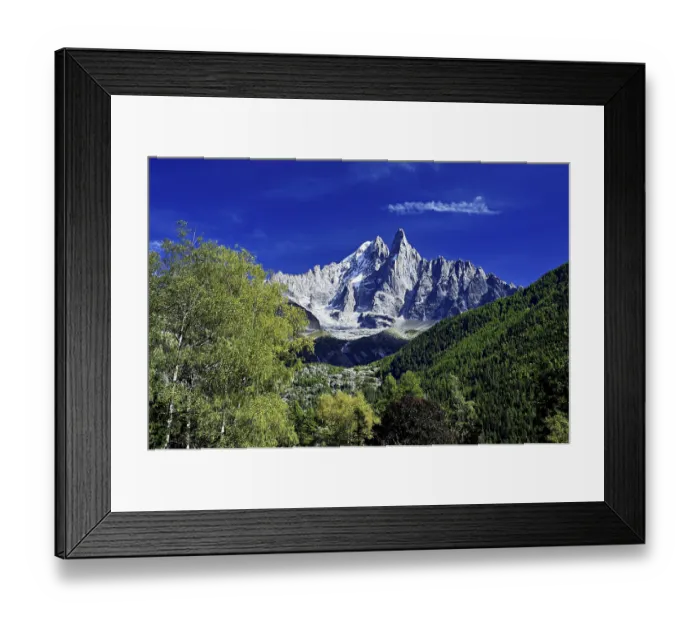 Framed Print : From left, snow-covered Aiguille Verte