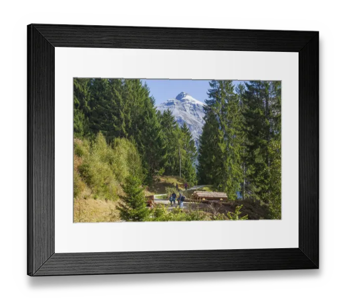 Framed Print : Serles mountain with hiking trail