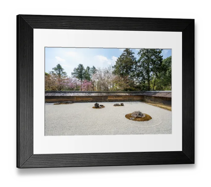 Framed Print : Kare-san-sui Japanese rock garden