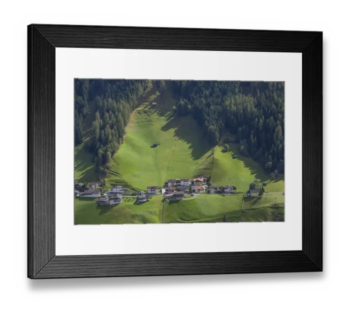 Framed Print : Alm with residential and farmhouses