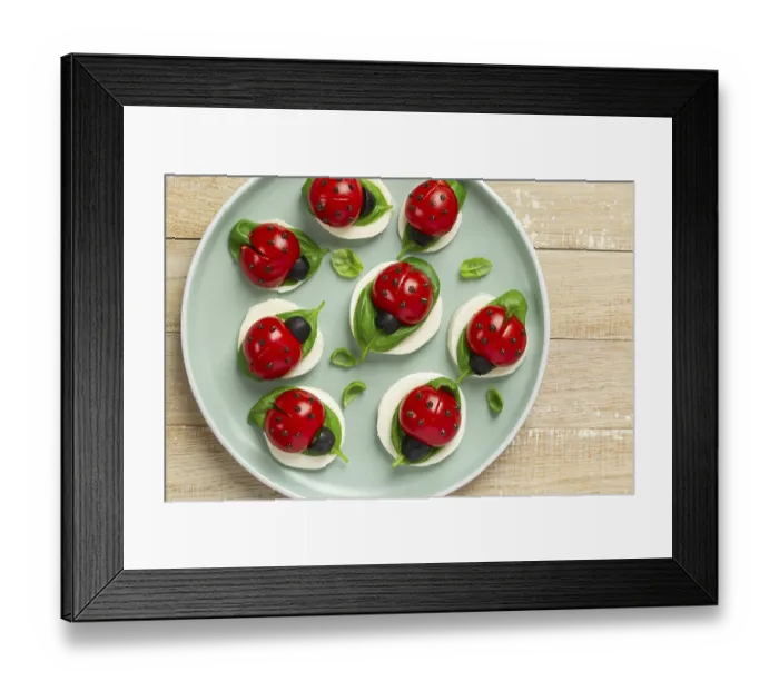 Framed Print : Food, Caprese ladybug tomatoes Framed Print : Food, Caprese ladybug tomatoes