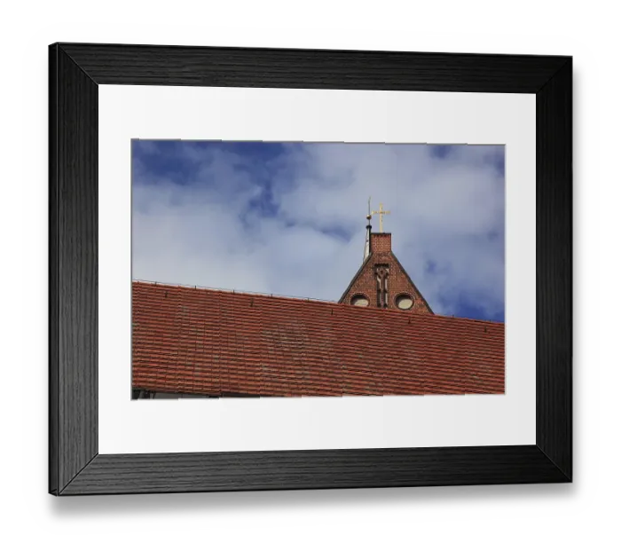Framed Print : Roof covered with beaver tail tiles in double roof