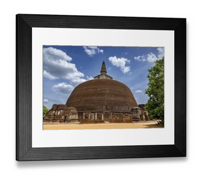 Framed Print : Large stupa under a cloudy sky with surrounding ancient walls Framed Print : Large stupa under a cloudy sky with surrounding ancient walls