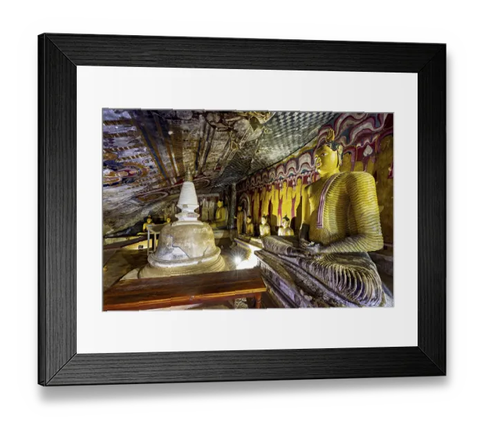 Framed Print : Cave with several Buddha statues and wall paintings Framed Print : Cave with several Buddha statues and wall paintings