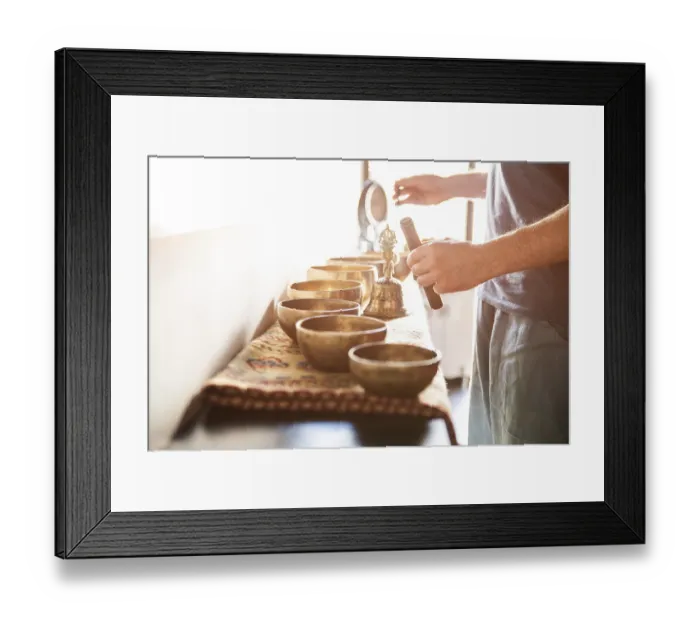 Framed Print : Tibetan singing bowl in sound therapy Framed Print : Tibetan singing bowl in sound therapy