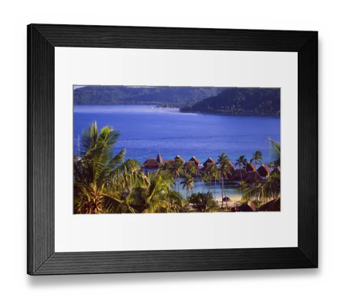 Framed Print : French Polynesia: Panorama of a Luxury Resort on Bora Bora Island