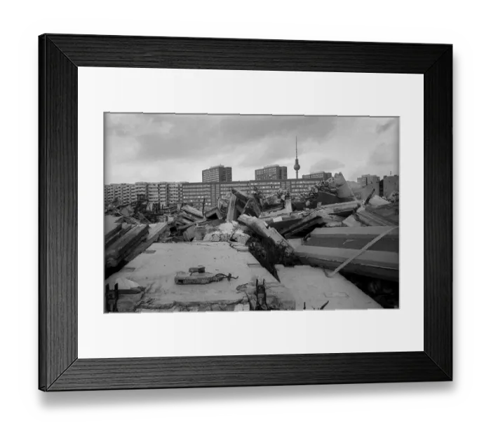 Framed Print : Germany, Berlin, 28.8.1992, rubble piles from the demolition of Friedrichstadt passages on Alte JakobstraBe Framed Print : Germany, Berlin, 28.8.1992, rubble piles from the demolition of Friedrichstadt passages on Alte JakobstraBe