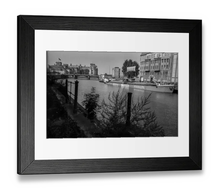 Framed Print : Germany, Berlin, 14.09.1992, Greenpeace ship anchored at Schiffbauerdamm Framed Print : Germany, Berlin, 14.09.1992, Greenpeace ship anchored at Schiffbauerdamm