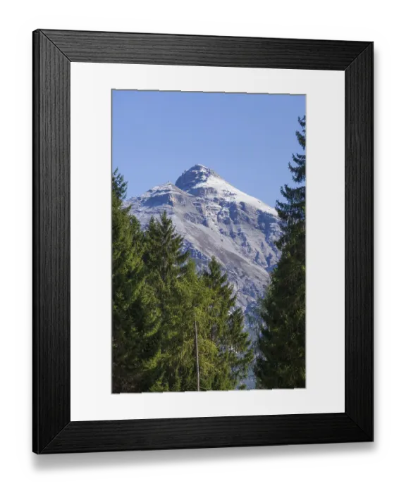 Framed Print : Serles mountain with forest and trees